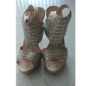 Crystal studded sparkly heels